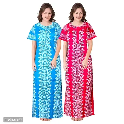 Beautiful Cotton Printed Nighty For Women Pack of 2-thumb0