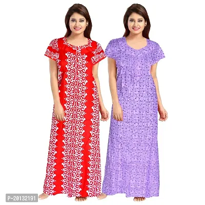 Beautiful Cotton Printed Nighty For Women Pack of 2-thumb0