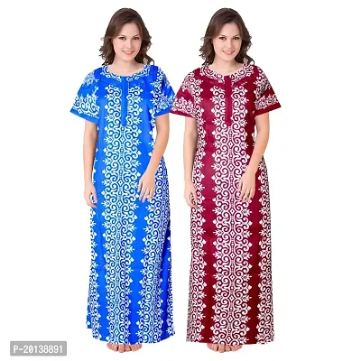 Beautiful Cotton Printed Nighty For Women Pack of 2-thumb0