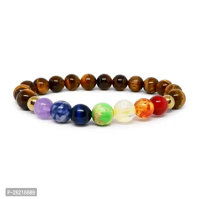 Stylish Health Well Being Bracelet With 7 Chakra Tiger Eye
