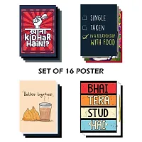 Set of 16 Self Adhesive Posters Hindi Quote Posters | 300 GSM Thick Posters-thumb3