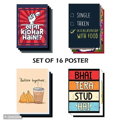 Set of 16 Self Adhesive Posters Hindi Quote Posters | 300 GSM Thick Posters-thumb4