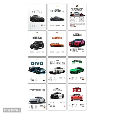 Pack of 12 - Porsche Sports Cars 8x12 inch (A4 Size) Included Adhesive Sticker Wall Decor Posters