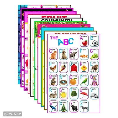 Early Learning Educational 10 Charts Posters Homeschooling, Kindergarten and Nursery Students (12 Inches X 18 Inches)