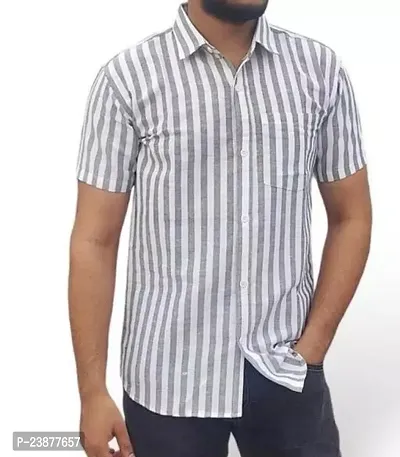 Stylish Grey Cotton Regular Fit Shirt For Men