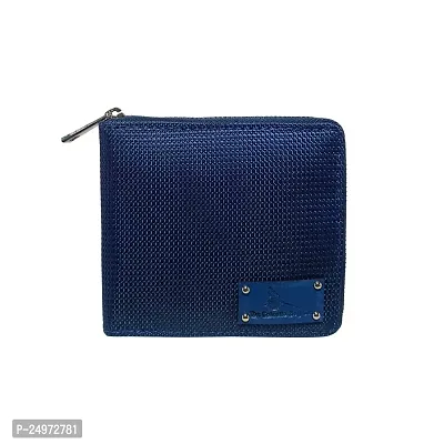 Deeya Ballistic Nylon Unisex Casual Slim Bifold Zip Around Wallet (Blue)-thumb0