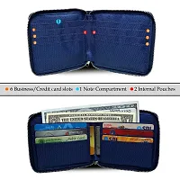 Deeya Ballistic Nylon Unisex Casual Slim Bifold Zip Around Wallet (Blue)-thumb2