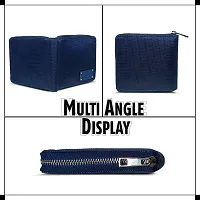 Deeya Ballistic Nylon Unisex Casual Slim Bifold Zip Around Wallet (Blue)-thumb1