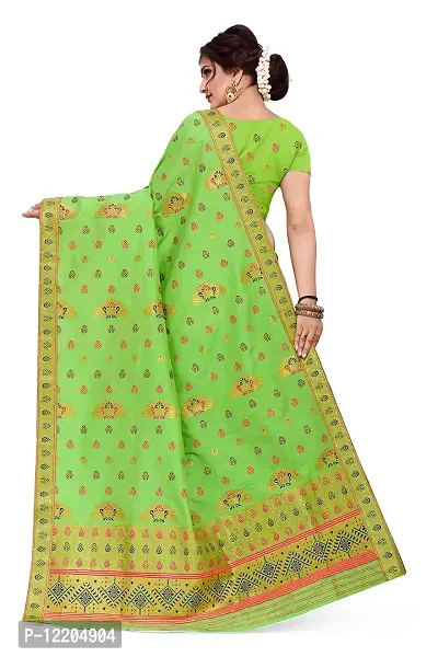 SKiran's Assamese Machine-Weaving Poly Silk Mekhela Chador Saree - Dn302 Mekhla Sador (Parrotgreen)-thumb4