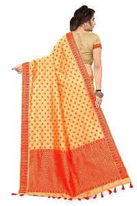 S Kiran's Women's Plain weave Art Silk Saree with Blouse Piece - Beige-thumb2