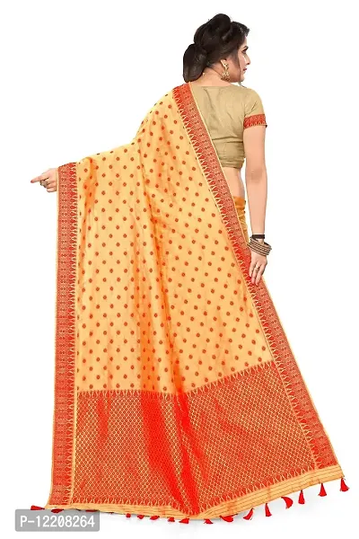 S Kiran's Women's Plain weave Art Silk Saree with Blouse Piece - Beige-thumb3