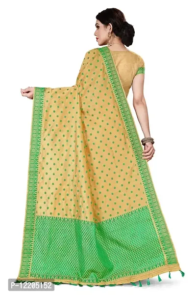 S Kiran'S Women's Art Silk Saree With Blouse Piece (ADDn15ChikuGreen_Multicolored)-thumb3