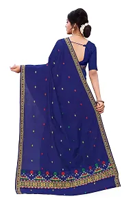 S Kiran's Women's Plain Weave Cotton Blend Mekhela Chador Saree With Blouse Piece (ADDn17Nblue_Multicolour)-thumb3