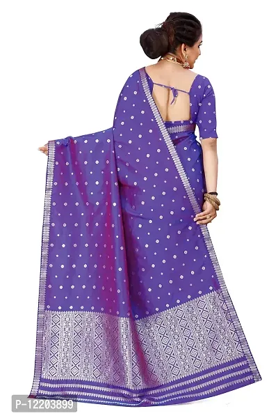 S Kiran's Women's Plain Weave Art Silk Saree With Blouse Piece (PolyRed5157Rblue_ Purple)-thumb3