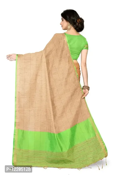 S Kiran's Women's Chanderi Cotton Saree With Unstitched Blouse Piece, Mekhela & Chador (JTDn2Pgreen_Multicolored)-thumb3