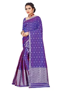 S Kiran's Women's Plain Weave Art Silk Saree With Blouse Piece (PolyRed5157Rblue_ Purple)-thumb1