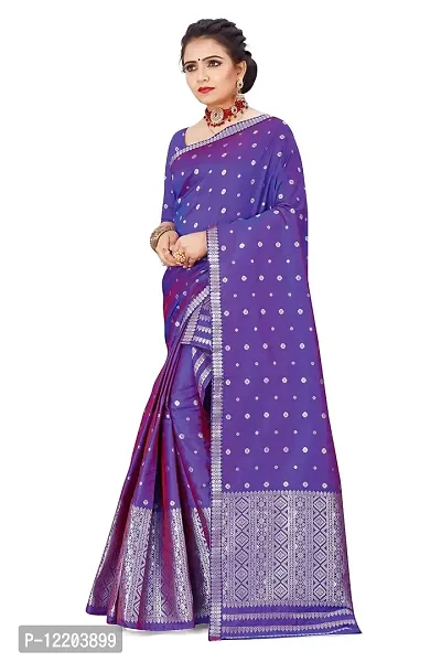 S Kiran's Women's Plain Weave Art Silk Saree With Blouse Piece (PolyRed5157Rblue_ Purple)-thumb2