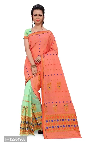 SKiran's Assamese Weaving Cotton Mekhela Chador Saree - Dn 3008 Mekhla Sador (Gjri & Pgreen)-thumb0