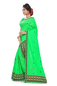 S Kiran's Women's Cotton Saree With Unstitched Blouse Piece, Unstitched Mekhela & Chador (ADDn5Pgreen_Green)-thumb1