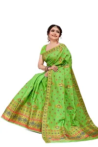 SKiran's Assamese Machine-Weaving Poly Silk Mekhela Chador Saree - Dn302 Mekhla Sador (Parrotgreen)-thumb4