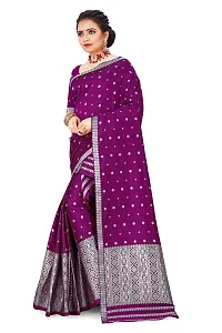 S Kiran's Women's Plain Weave Art Silk Saree With Blouse Piece (PolyBlack5157Magenta_Dark Magenta)-thumb1