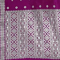 S Kiran's Women's Plain Weave Art Silk Saree With Blouse Piece (PolyBlack5157Magenta_Dark Magenta)-thumb3