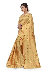 SKiran's Assamese Machine-Weaving Poly Silk Mekhela Chador Saree - Dn4012 Mekhla Sador (Chiku)-thumb3