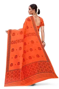 S Kiran's Women's Plain Weave Organza Saree With Blouse Piece (PrintDn4471Orange_Multicolour)-thumb3