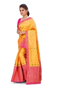 SKiran's Assamese Machine-Weaving Mix Patt Mekhela Chador Saree - Dn6193 Mekhla Sador (Gold and Rani)-thumb1