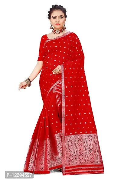 S Kiran's Women's Plain Weave Art Silk Saree With Blouse Piece (PolyRed5157Red_Red)