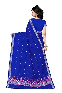 S Kiran's Women's Plain Weave Cotton Saree with Blouse Piece ( Royal Blue)-thumb2