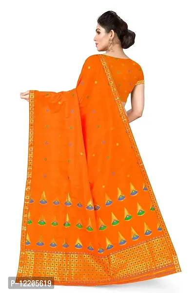 S Kiran's Women's Assamese Poly Silk Mekhela Chador Saree (Assorted Colour)-thumb3