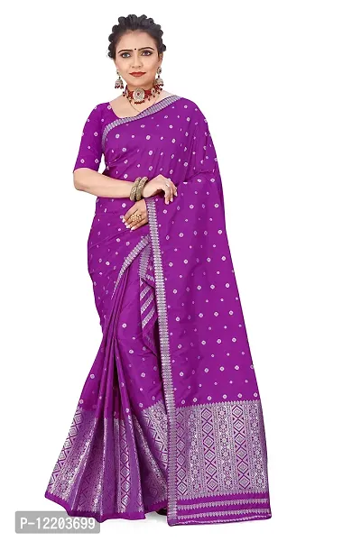 S Kiran's Women's Plain Weave Art Silk Saree With Blouse Piece (PolyViolet5157Magenta_Multicolor)