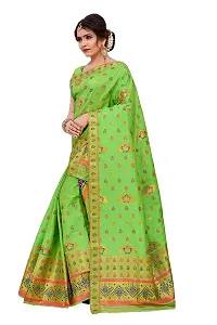 SKiran's Assamese Machine-Weaving Poly Silk Mekhela Chador Saree - Dn302 Mekhla Sador (Parrotgreen)-thumb2