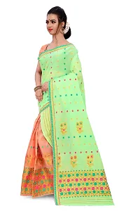 SKiran's Assamese Weaving Cotton Mekhela Chador Saree - Dn 3008 Mekhla Sador (Pgreen & Peach)-thumb1