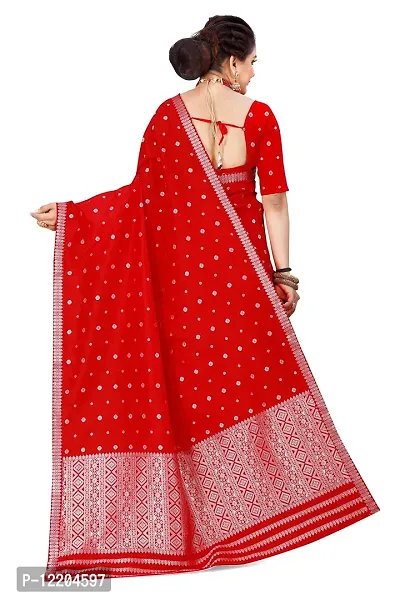 S Kiran's Women's Plain Weave Art Silk Saree With Blouse Piece (PolyRed5157Red_Red)-thumb3