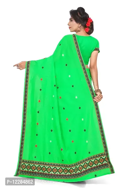 S Kiran's Women's Cotton Saree With Unstitched Blouse Piece, Unstitched Mekhela & Chador (ADDn5Pgreen_Green)-thumb3