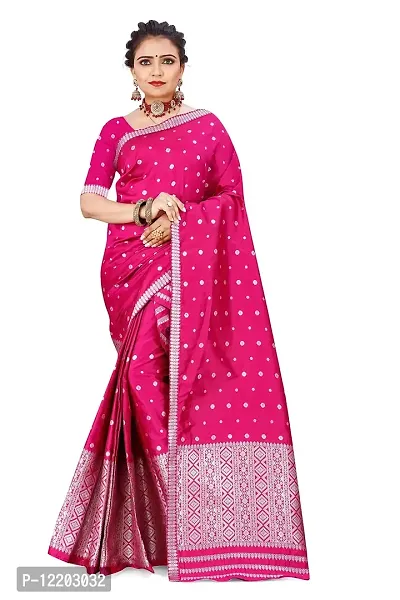 S Kiran's Women's Plain Weave Art Silk Saree With Blouse Piece (PolyBlack5157Rani_Pink, Deep Rani)