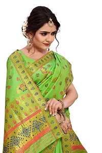 SKiran's Assamese Machine-Weaving Poly Silk Mekhela Chador Saree - Dn302 Mekhla Sador (Parrotgreen)-thumb1