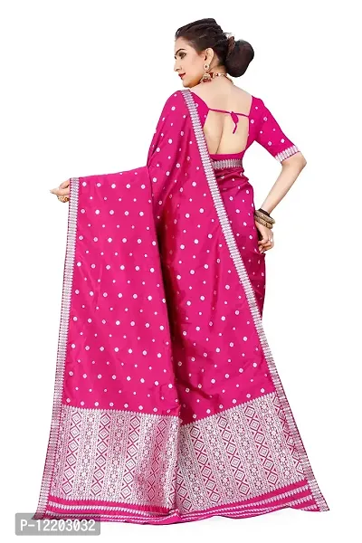 S Kiran's Women's Plain Weave Art Silk Saree With Blouse Piece (PolyBlack5157Rani_Pink, Deep Rani)-thumb3