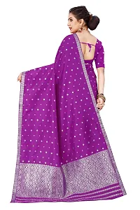 S Kiran's Women's Plain Weave Art Silk Saree With Blouse Piece (PolyViolet5157Magenta_Multicolor)-thumb2