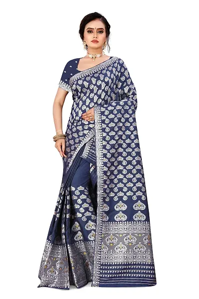 SKiran's Assamese Machine-Weaving Mixpat Mekhela Chador Saree - Jari Dn1132 Mekhla Sador (Light Lavender)