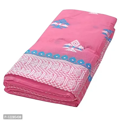 S Kiran's Women's Plain Weave Cotton Blend Saree With Blouse Piece (Cotton8188Pink_Multicolor)-thumb5