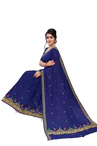 S Kiran's Women's Plain Weave Cotton Blend Mekhela Chador Saree With Blouse Piece (ADDn17Nblue_Multicolour)-thumb4