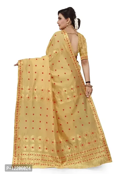 SKiran's Assamese Machine-Weaving Poly Silk Mekhela Chador Saree - Dn4012 Mekhla Sador (Chiku)-thumb2