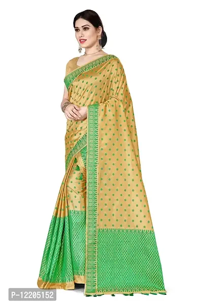 S Kiran'S Women's Art Silk Saree With Blouse Piece (ADDn15ChikuGreen_Multicolored)-thumb2