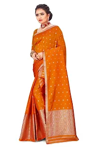 S Kiran's Women's Plain Weave Art Silk Saree With Blouse Piece (PolyRed5157Gold_Multicolor)-thumb1