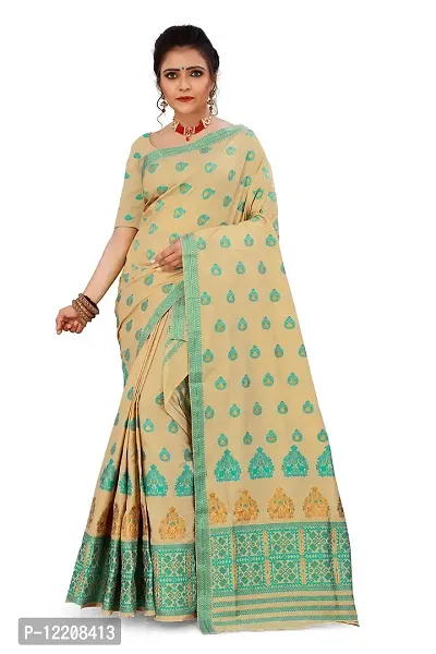 S Kiran's Women's Plain Weave Art Silk Saree With Blouse Piece (MP1142Sgreen_Sea Green)-thumb0