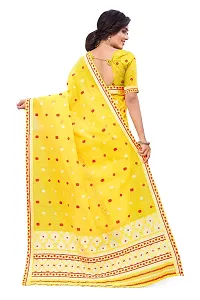 S Kiran's Women's Plain Weave Cotton Blend Saree With Blouse Piece (Cotton7193Yellow_Yellow)-thumb3