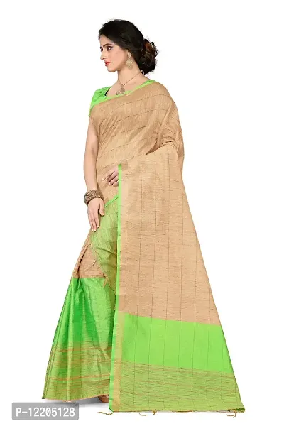 S Kiran's Women's Chanderi Cotton Saree With Unstitched Blouse Piece, Mekhela & Chador (JTDn2Pgreen_Multicolored)-thumb2